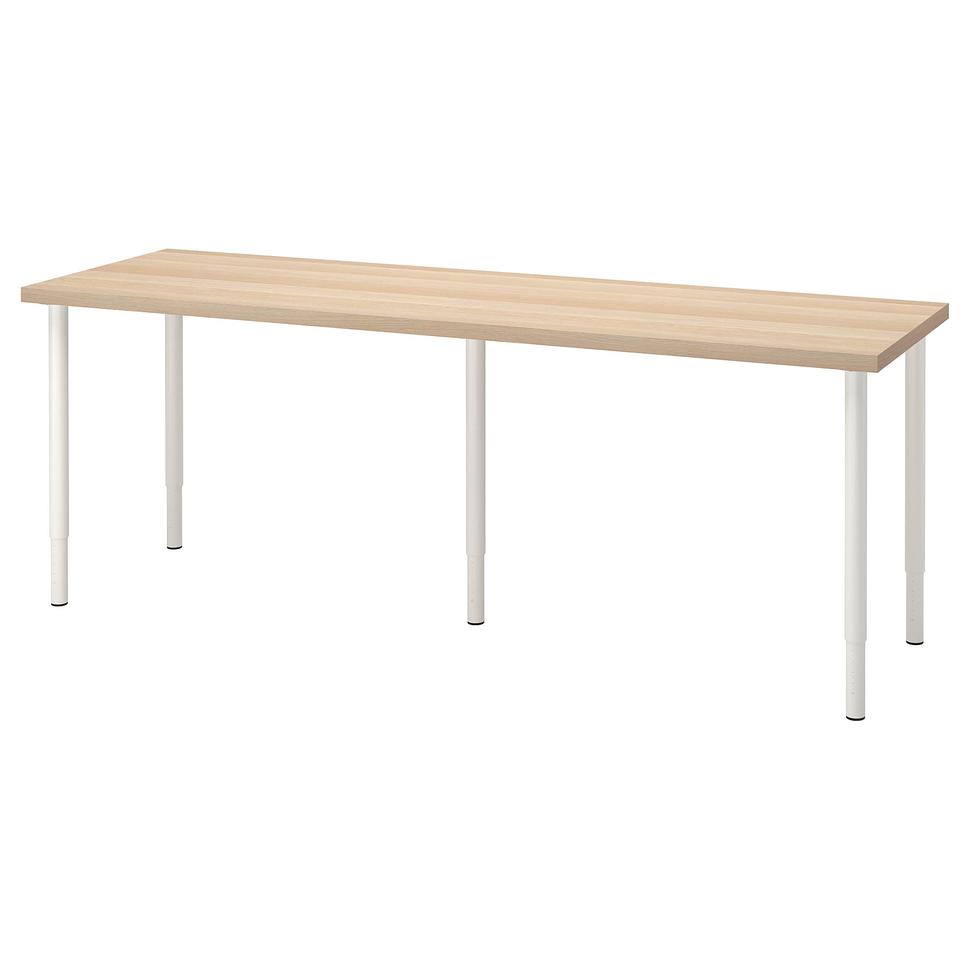 Bureau LAGKAPTEN OLOV 200x60 cm longue table de travail blanche et bois clair