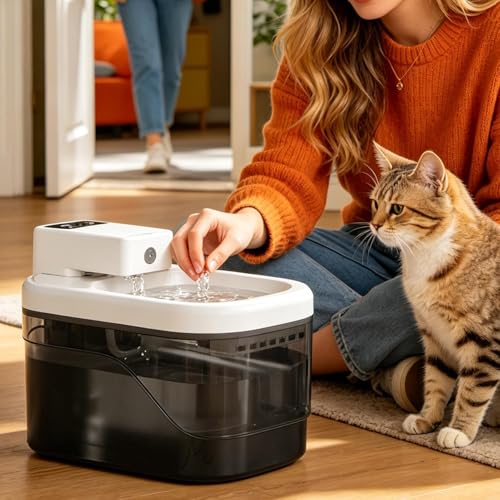 Fontaine à eau sans fil pour chat de 2 L rechargeable et automatique pour la maison - 4