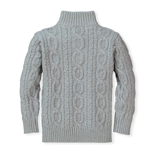 Image of Hope & Henry Boys' Mock Neck Cable Sweater with Button Placket