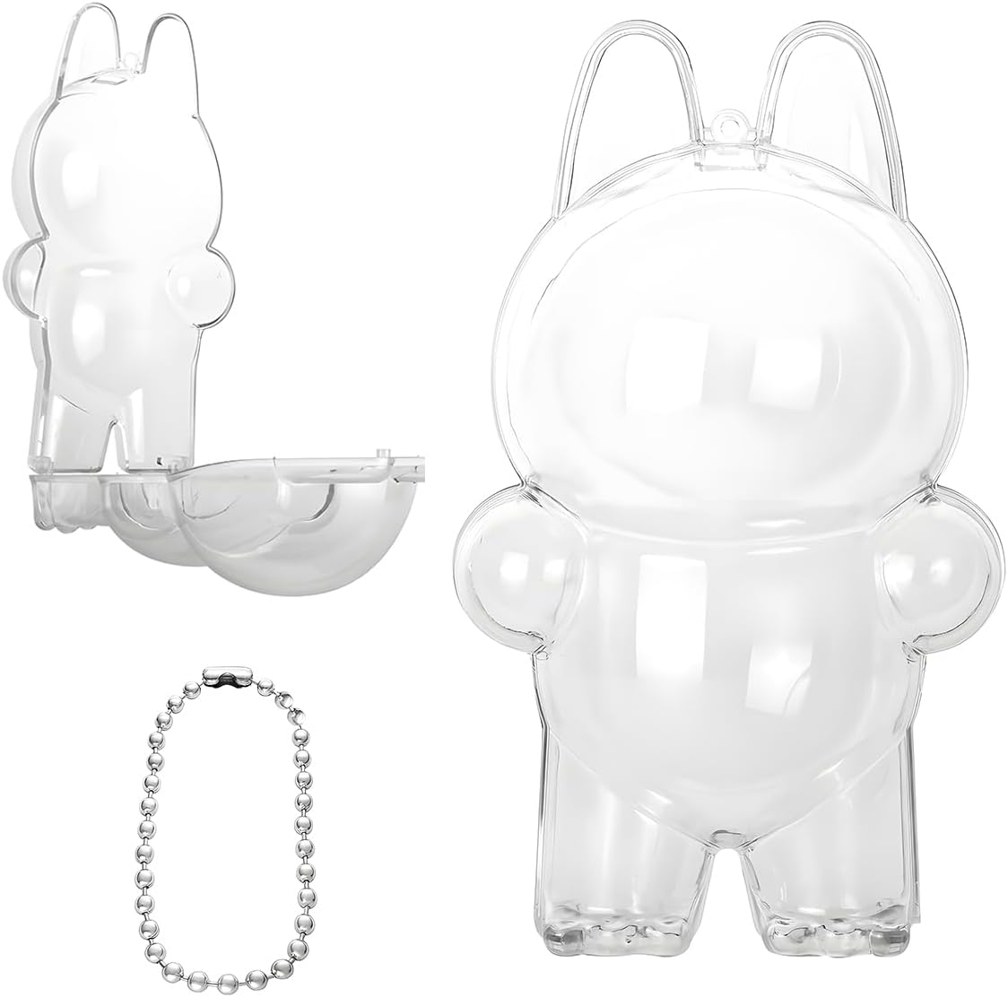 Protective Case Compatible with labubu Have a seat, Plastic Clear Hard Display Box with Keychain and Dustproof Cover, Transparent PVC Bag for Storage(Standing)