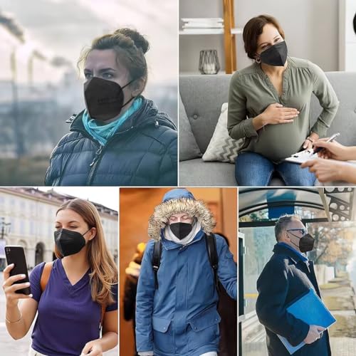 100 Pieces Of KN95 Black Face Masks, 5-Ply Breathable Cup Dust Masks For Adults_desvips.com