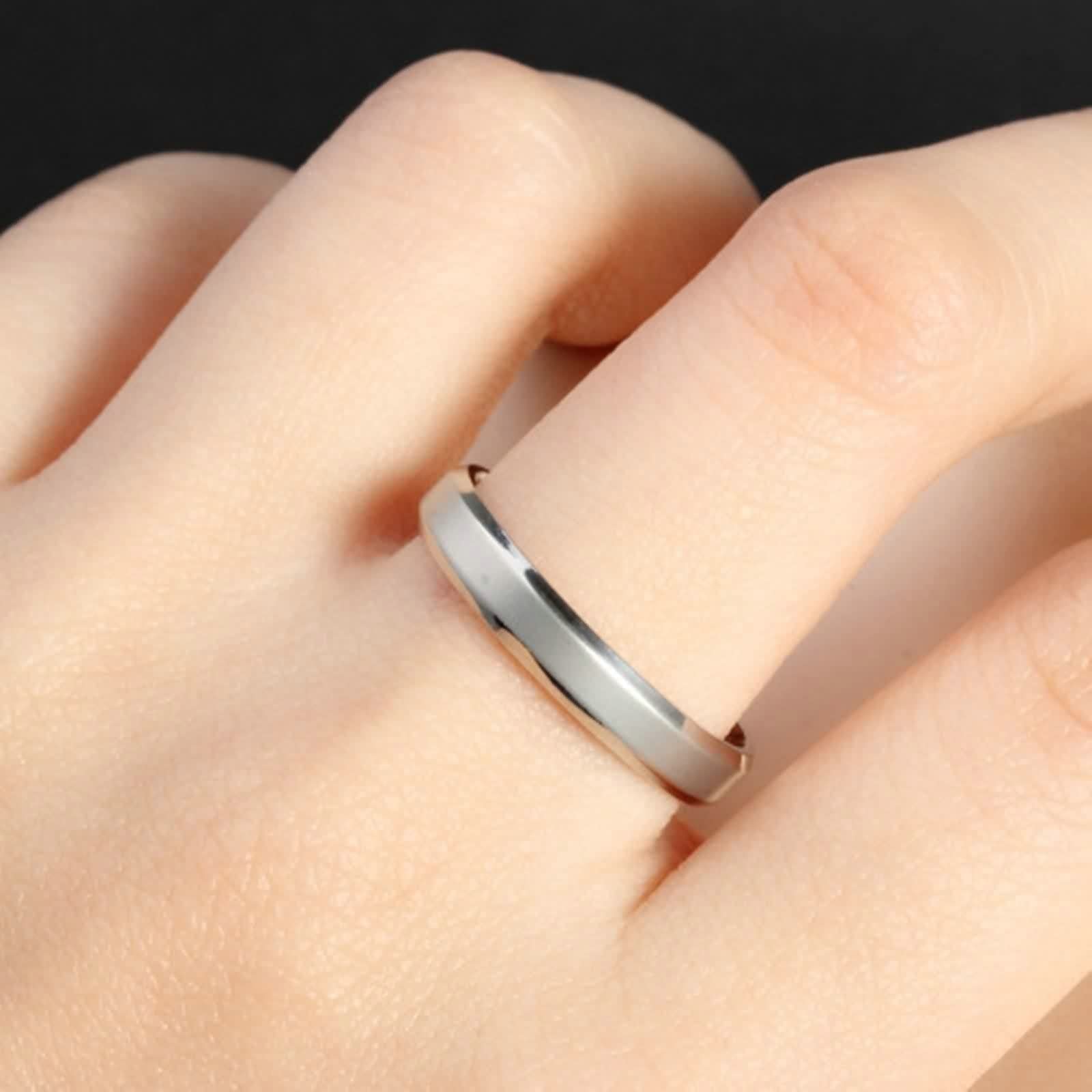 Anillo Pareja,Anillo Personalizado Grabado Anillos Acero Inoxidable Pareja Plata con Redondo Mate Anillos Parejas