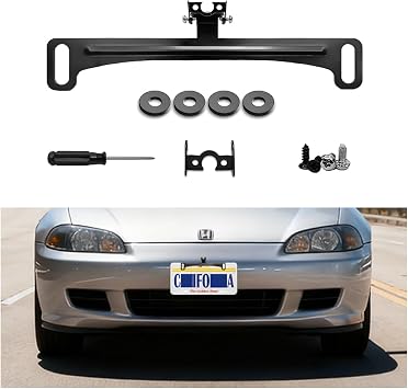 Car Rear View Camera License Plate Bracket, Anti-Rust Adjustable Backup Reverse Camera Installation Mount, No Drill Automotive Dash Cam Mirror Holder Accessories, Universal for Vehicle