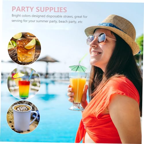100 pitillos desechables con diseño de sombrilla coloridos miniatura 3