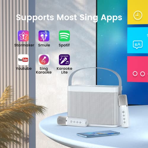 Karaoke Machine With 2 Wireless Microphones For Adults/Kids, 2023 Upgraded Pa Speaker System, Singing Machine With Echo And Vocal Cut, Supports Tf, Aux-In, For Home Party, Meeting, Wedding #TOP2