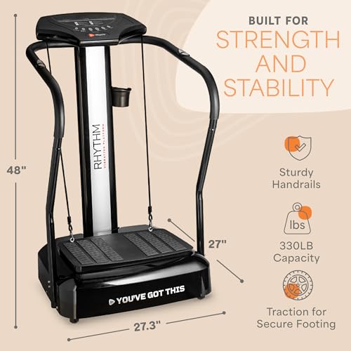 Image of Lifepro Rhythm Vibration Plate Exercise Machine - 99 Speeds & Heart Rate Monitor Whole Body Vibration Platform Machine for Lymphatic Drainage with Handles - Standing Vibrating Platform for Home Gym