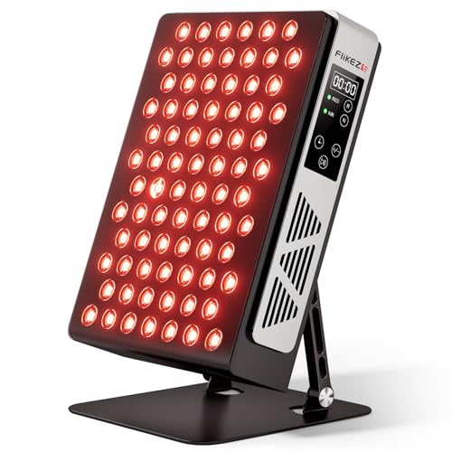 Image of FLIKEZE Red Light Therapy Panel for Full Body Face, Dual Chip 660nm 850nm | Near Infrared Light Therapy Device with 3 Modes Timer Stand, Light Therapy Lamp for Body, Home Office Gym, Basic 78 LEDs