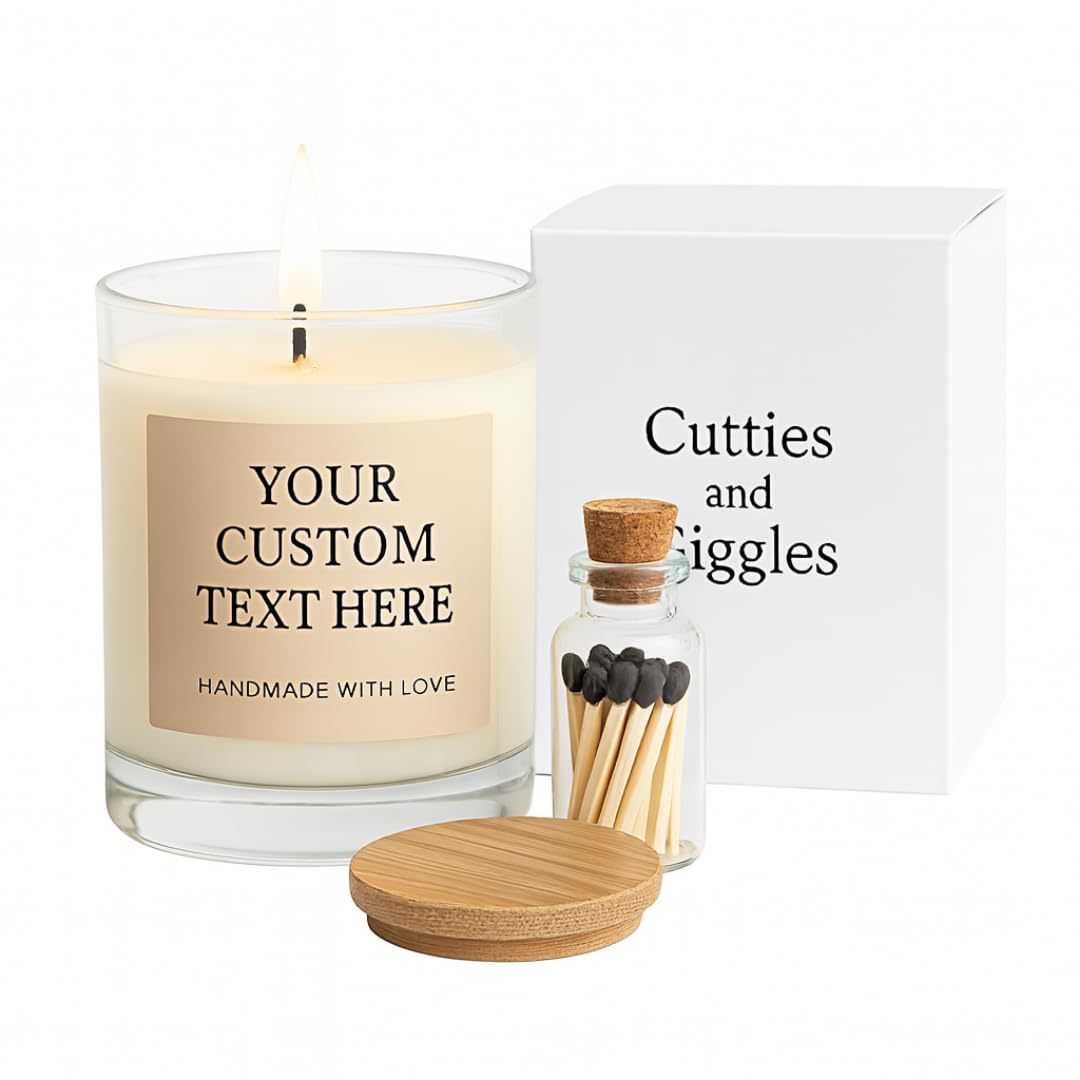 Candela di soia personalizzata | Messaggio personalizzato e design fatto a mano | Elegante set regalo