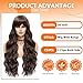 Vomella Dark Brown Wig with Bangs 26 Inch Long Curly Wavy Wigs for Women Natural Looking Synthetic Heat Resistant Wig for Daily Party Cosplay Use