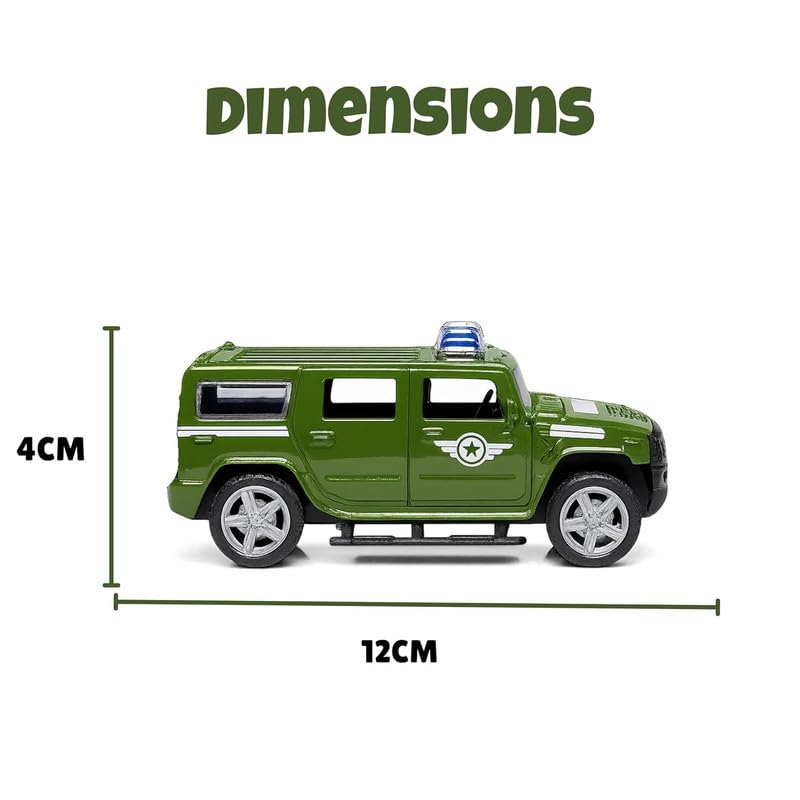 Image of Amisha Gift Gallery Diecast Army Hummer Toy Car for Kids | 1:36 Scale Model, Metal, Pull Back, Sports Car, Boys