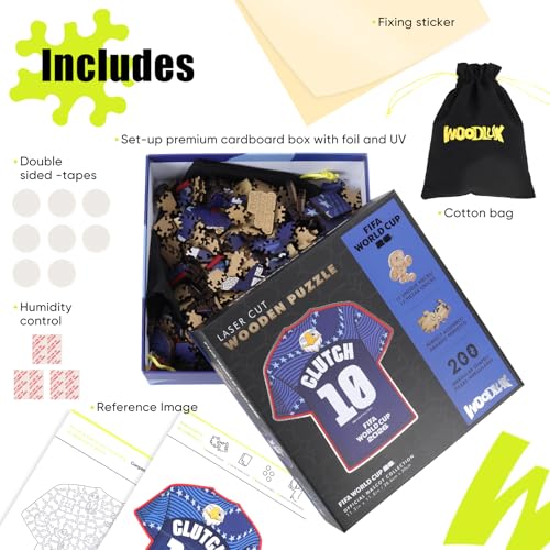 Image of Official FIFA World Cup 2026 Clutch T-Shirt Puzzles for Adults, 200 Pieces Football Merchandise Wooden Puzzles, Unique Soccer Gifts for Fans, Collectors Puzzle Sports Souvenirs | Wooden Jigsaw Puzzle