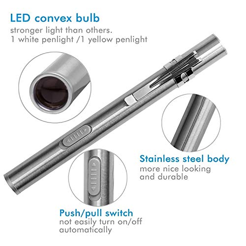 800 Lumen Led Pen Light Flashlights, Mocco Super Bright Stainless Steel, Compact, Lightweight, Waterproof Rechargeable Pocket High Lumens Flashlight For Inspection, Emergency With Usb Charger (3 Pack) #TOP3