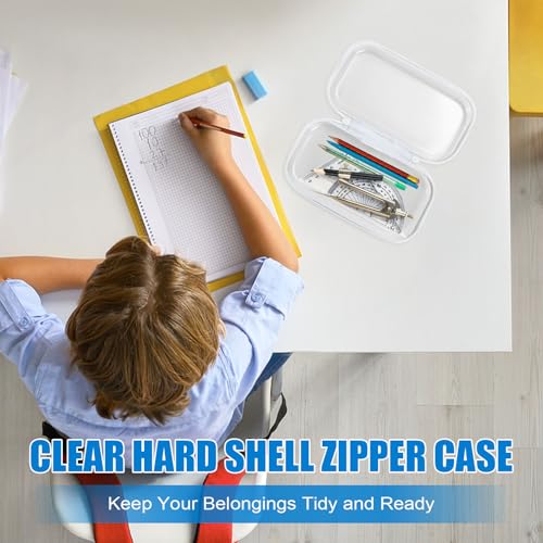 Image of 2Pcs Clear Hard Shell Zipper Case, Clear Zipper Pouches Hard Shell for Storage, Zippered Pouch Hard, Toiletries, Make Up Tools (Small and Medium)