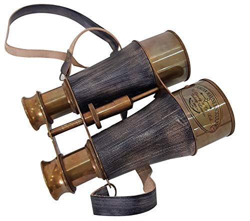 Antique Marine Victorian Binoculars Handmade Buffed Leather Cover Belt, 6 Inches, Brass #TOP5