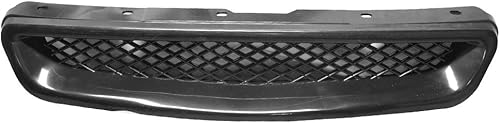 Miniatura 9 de Rejilla compatible con Honda Civic 1999-2000, estilo T-R, plástico ABS, color negro, malla para parachoques delantero IKON MOTORSPORTS