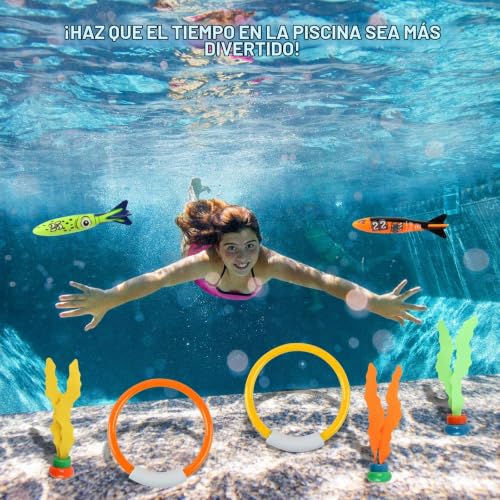 Miniatura 7 de Iopjlk Juguete De Buceo Para Niños, 11 Piezas Juegos Piscina Niños, Juguetes Para Niños De 4 A 12 Años, Juego De Buceo Submarino Juguetes De Entrenamiento De Piscina