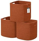 UBBCARE Set of 3 Cotton Rope Basket 11 X 10.5 X 10.5 Inches，Storage Baskets for Shelves, Woven Bask