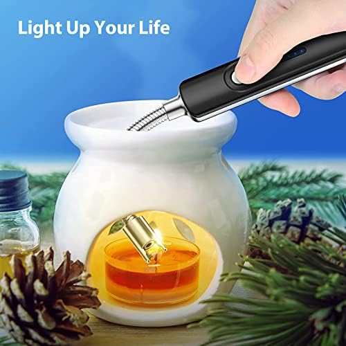 Candle Lighter, Electronic Lighter USB Rechargeable Arc Lighter with Battery Indicator for Home Kitchen, Stove, Candles, Outdoors BBQ, Camping