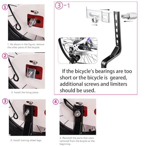 DDJKCZ Training Wheels Flash Mute Wheel Bicycle Compatible for Bikes of 12 14 16 18 20 Inch (dark gray)