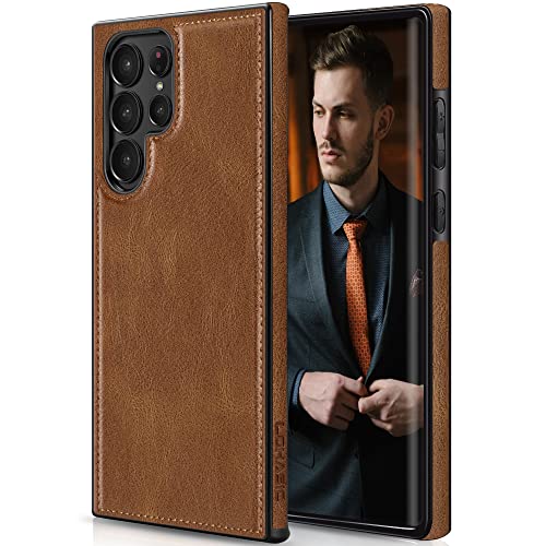 LOHASIC for Galaxy S23 Ultra Case Business Elegant Leather Protective Soft Bumper Women Men Rugged Phone Cases Compatible with Samsung Galaxy S23 Ultra 2023 New - Brown
