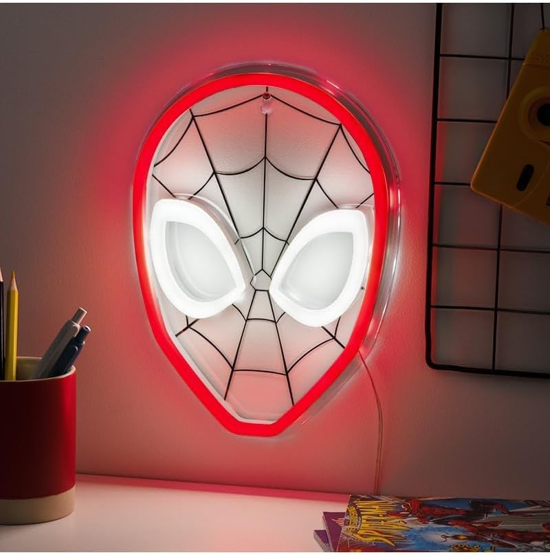 Spiderman Wall Mountable LED Neon Light Officially Licensed Marvel Accent Light for Boys and Girls Bedroom or Man Cave, Superhero Comic Collectible Gift - Paladone