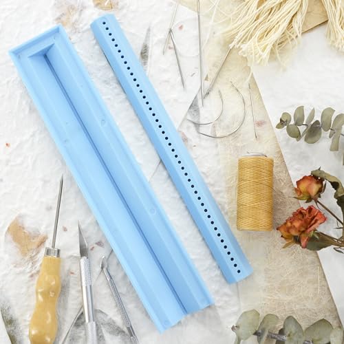 UPTTHOW Signature Stanzwerkzeuge für Buchbinderbedarf mit Ahle und Wiege für Anfänger, Kunststoff, einfache Scrapbooking-Kits für Bastelarbeiten, Notizbuch, Tagebücher, Planer, Blau