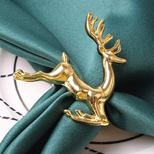 8pcs Christmas Reindeer Napkin Rings Napkin Holders (Golden)