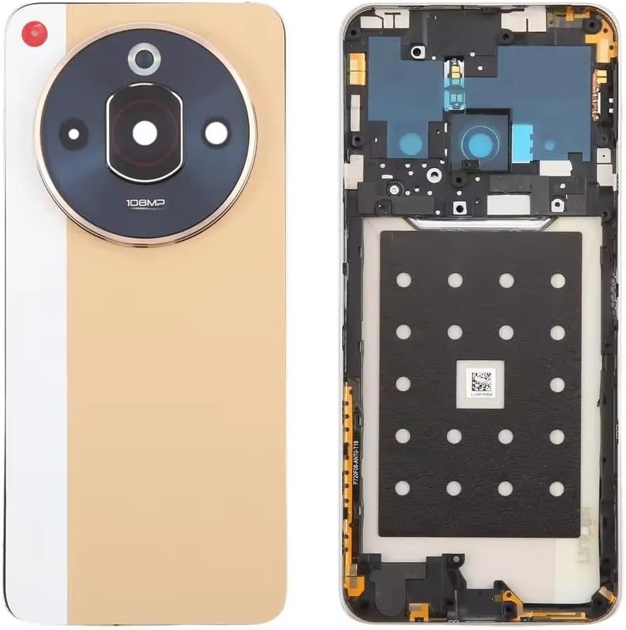 Compatible Rear Glass Back Cover for Nubia Focus Pro 5G Model NX323J – Battery Door Housing Replacement Part (Black with Frame)