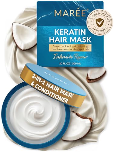 MAREE Deep Conditioning Hair Mask for Damaged Hair Treatment - Keratin Hair Care for Hydrating Growth Repair Moisturizing - Dry Curly Color Refreshing - Tratamiento Mascarilla Para el Cabello Seco