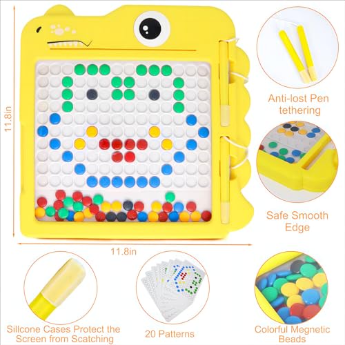 EverWinSR Magnetic Drawing Board for Children- Magnetic Doodle Art Board- Magnetic Bead Drawing Board- Montessori Learning Toy- Magnetic Dots Board for Kids- Travel Toy for Boys and Girls Ages 3 4 5
