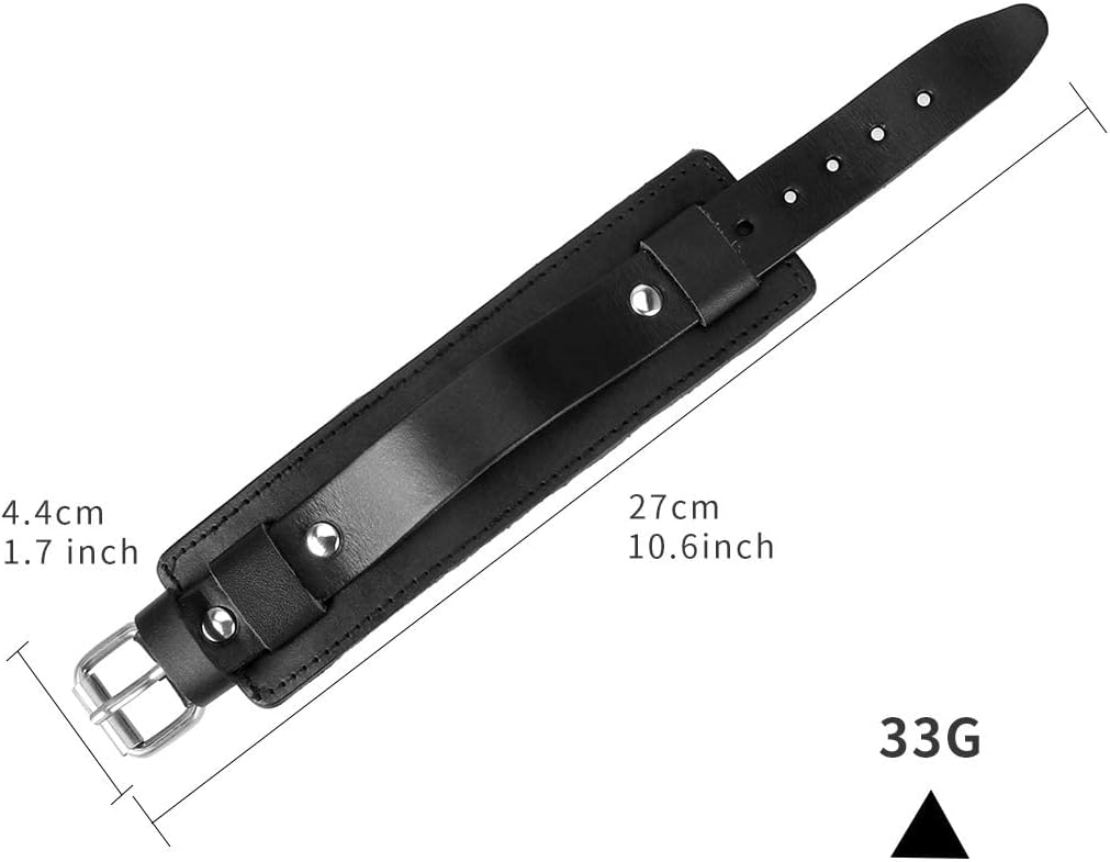 Leather Bracelet for Men Wrist Cuffs Leather Arm Bands Punk Leather Wristband Black Leather Cuff Bracelet for Women