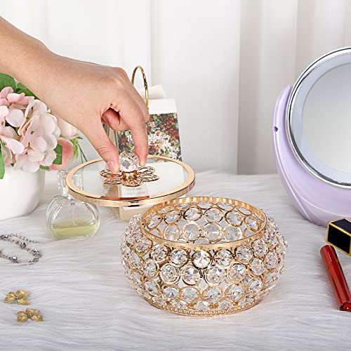 Hipiwe Crystal Jewelry Box with Glass Lid Trinket Organizer Mirrored Treasure Box Ring Holder Earrings Necklace Storage Box Keepsake Gift Box for Home Dresser Decor - Image 10
