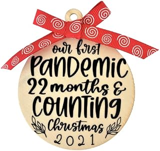 Funny Christmas Ornaments 2021 - Xmas Tree Pandemic Decorations - Holiday Decor Hanging Pendant (Wood Cutout Ornament)