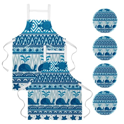 Tablier de cuisine et de nettoyage pour bistrot aux motifs tortues mignonnes