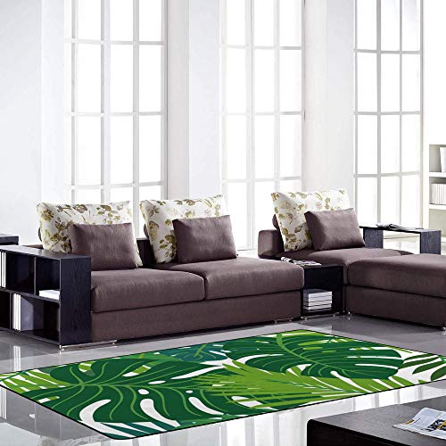 Tapis motif feuilles vertes tropicales durable grand format pour maison