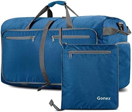 Gonex 100L Foldable Travel Duffel Bag for Luggage Gym Sports, Lightweight Travel Bag with Big Capacity, Water Repellent (Deep blue)
