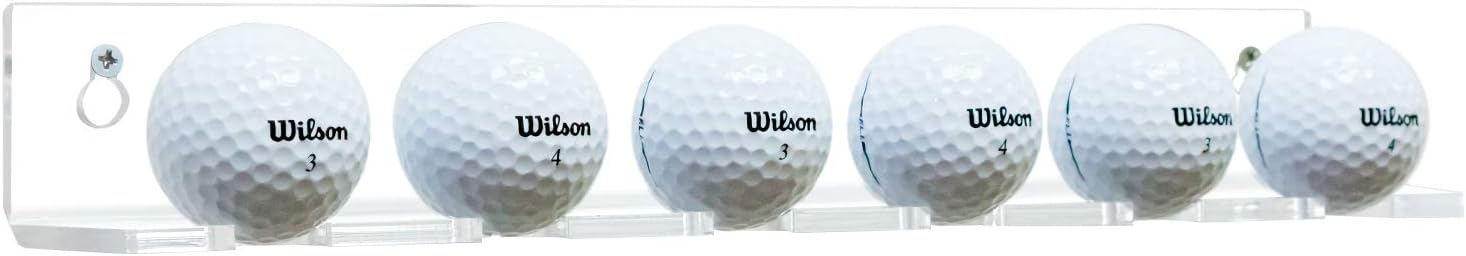 Clear Acrylic Golf Ball Wall Mounted Floating Shelf for 6 Golf Balls Display (A066-A)