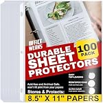 Protecteurs de feuille transparent, 8,5x11 pouce pour 3 Binder à anneaux, manches de feuilles en plastique, protecteur de papier de chargement supérieur avec trous renforcés, coffre-fort d'archivage pour documents et photos