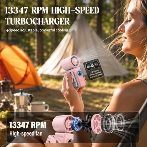 AeroVibes Portable Handheld & Clip-On Fan, 4 Speeds,Mini Fan - image 3