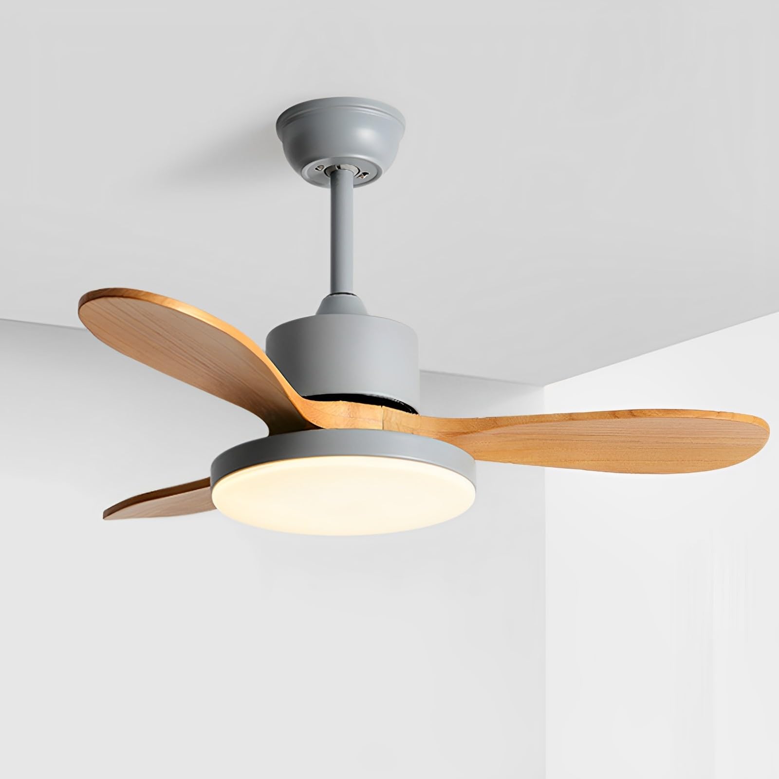 Ventilateur de plafond moderne LED 60W design pales en bois