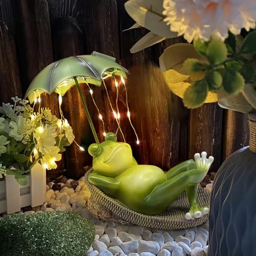 Solar Frog Garden Ornaments Outdoor, Lazy Frog Garden Decor, Waterproof Pond Decorations, Solar Frog Garden Decorations