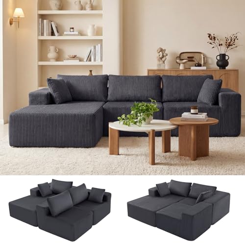 DUMOS 108" Boneless Couch, Cloud Sectional Couch with L-Shape Chaise,