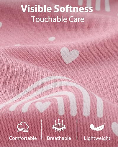Image of Baby Sleep Sack 0-6 months, 100% Cotton Sleeping Sack for Newborn and Infant, 3 Pack Baby Wearable Blanket, 0.5 Tog Lightweight Double Zipper Sleep Bag Small Pink Rainbow