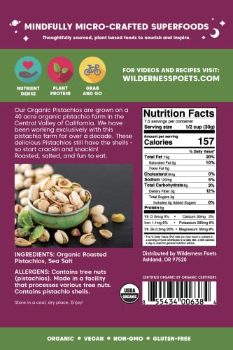 Wilderness Poets, Organic California Pistachios - Roasted With Sea Salt, In Shell (8 Ounce) #TOP1
