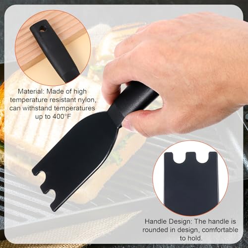 Hadnves 2pcs Universal Grill Scraper for Most Grooved Indoor Grills, Heat-Resistant Plastic Spatula Cleaner Tool Durable Ergonomic Comfortable Grip Handle for Easy Cleaning