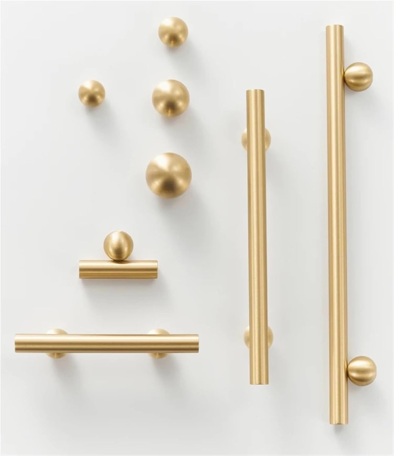 Brass Round Ball Foot Cabinet Knobs 4 Sizes Long Door Pull T-Bars Handle 1Pcs(CH041-BB-N20)