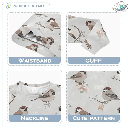 JUNZAN Cute House Sparrow Birds Big Boys Pullover Hoodie Long Sleeve Sweatshirt With Hoodie Camping 4T3