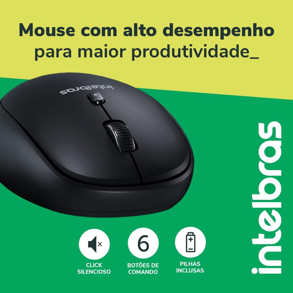 Mouse MSI200 Sem Fio Preto Intelbras