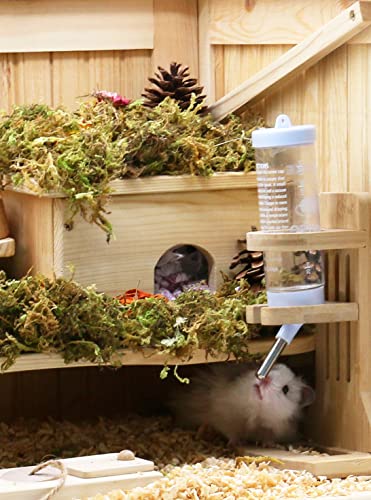 Rubor Hamster Cage Wooden Hamster Cages And Habitats For Dwarf Hamster, Guinea Pig, Chinchilla, 2-Tiers With Shelf And Ladder, Openable Top, Pull-Out Tray, Natural Wood #TOP1