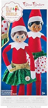 Toy The Elf on the Shelf Party Skirt Set - 2 Holiday Skirt Value Pack - Dress Up Your Girl Elf for Holiday Parties in Green Or Polka Dot Set - Girl or Boy Outfit Set - A Christmas Edition Book